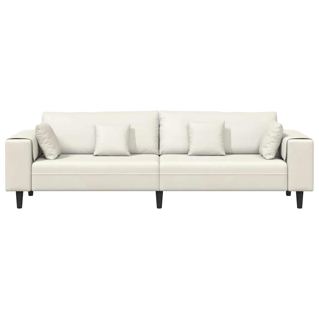 Velvet Sofa with Cushion Cream 208 cm Velvet